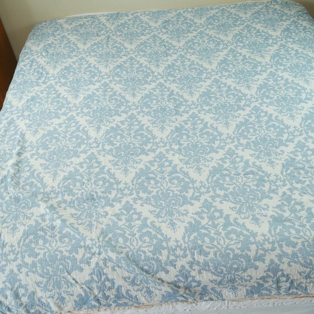 Pottery Barn Jacquard Medallion Duvet Cover Full Queen 2 Standard Shams Blue - Picture 7 of 16